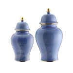 Vaso potiche con coperchio Pervinca Oriente Italiano,31 cm