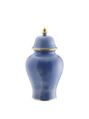 Vaso potiche con coperchio Pervinca Oriente Italiano,31 cm