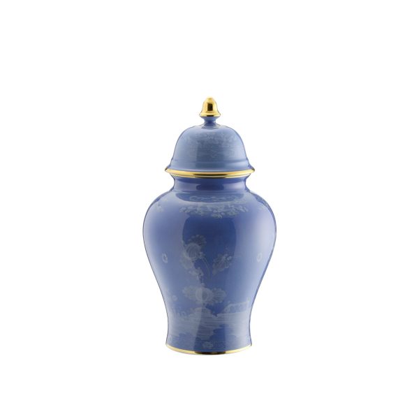 Vaso potiche con coperchio Pervinca Oriente Italiano,31 cm