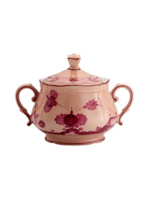 Sugar bowl with lid for 12 vermilion