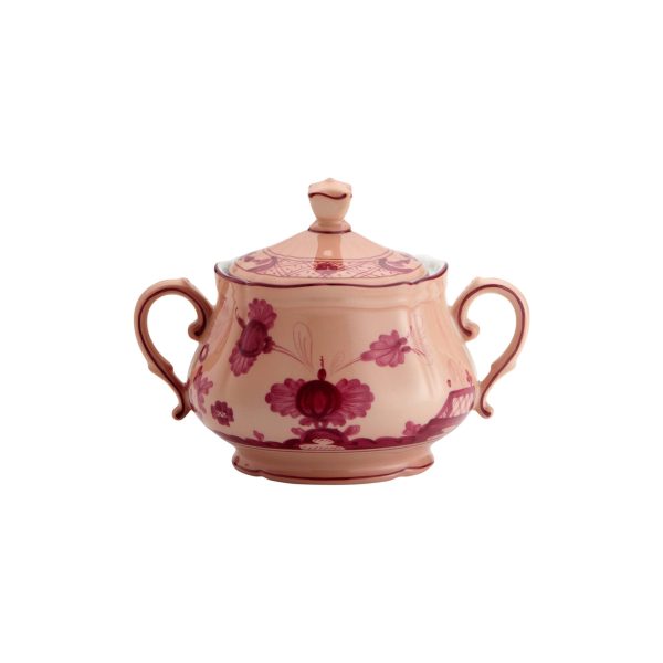 Sugar bowl with lid for 12 vermilion