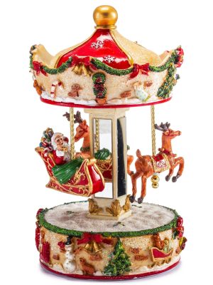 Santa Claus Carousel Music Box With Reindeer