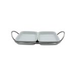 SilverPlated rectangular baking dish with 2 compartments