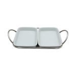SilverPlated rectangular baking dish with 2 compartments