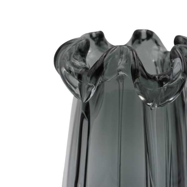 Handmade transparent and smoked Crystal vase.