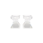 Pair of Low Deco Crystal Candlesticks