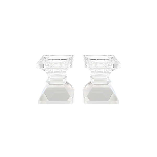 Pair of Low Deco Crystal Candlesticks