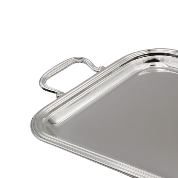 Small rectangular tray with handles in Silver Plated