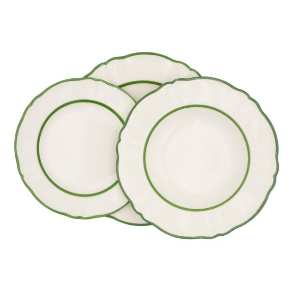 Piatto Piano Porcellana Ornato doppio filo Verde