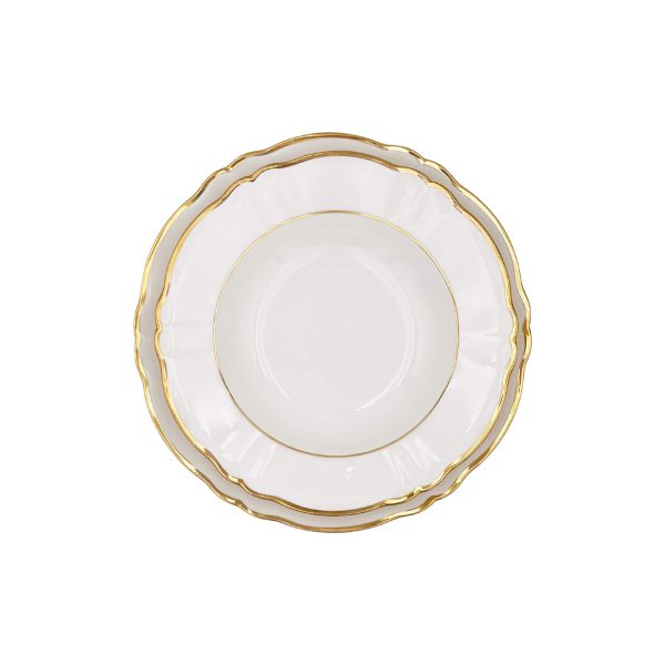 Piatto Piano Porcellana Ornato doppio filo Oro