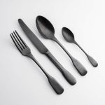 4-Piece Cutlery Set Stone Washed Steel Black