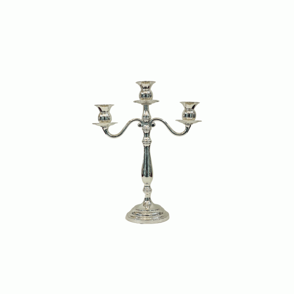 Three-Flame Silver Candleholder
