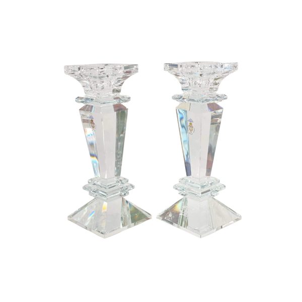 Crystal Column Candleholder in Low Deco Style