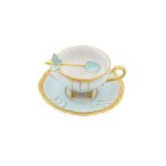 Tazza Caffè Chateaux Azzurro con Cucchiaino Farfalla
