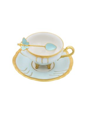 Tazza Caffè Chateaux Azzurro con Cucchiaino Farfalla