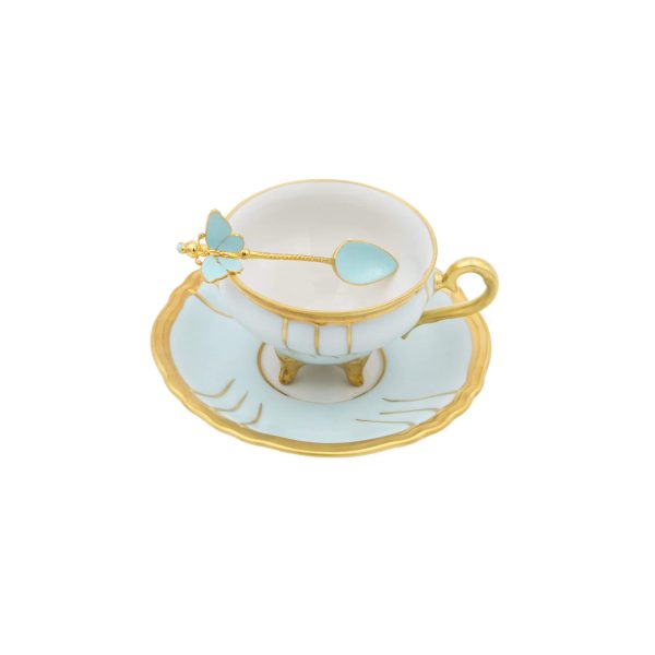 Tazza Caffè Chateaux Azzurro con Cucchiaino Farfalla