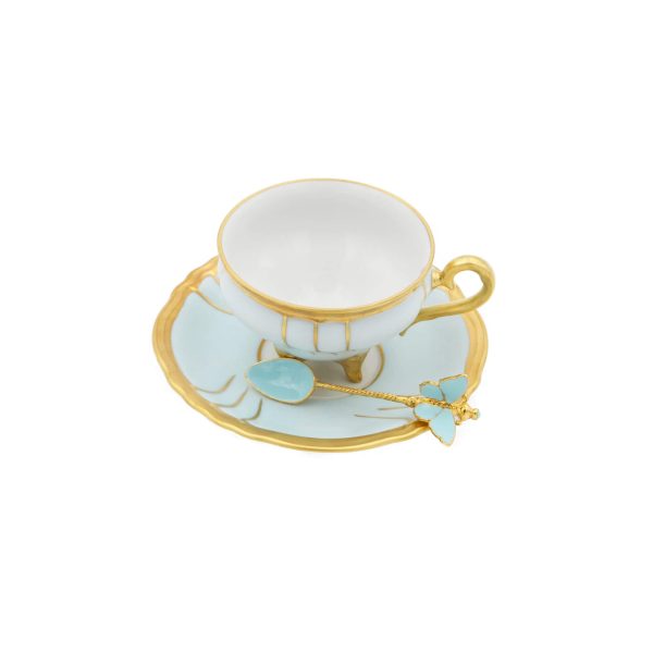 Tazza Caffè Chateaux Azzurro con Cucchiaino Farfalla