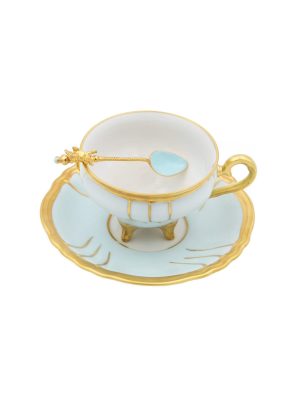 Tazza Caffè Chateaux Celeste con Cucchiaino Scultura