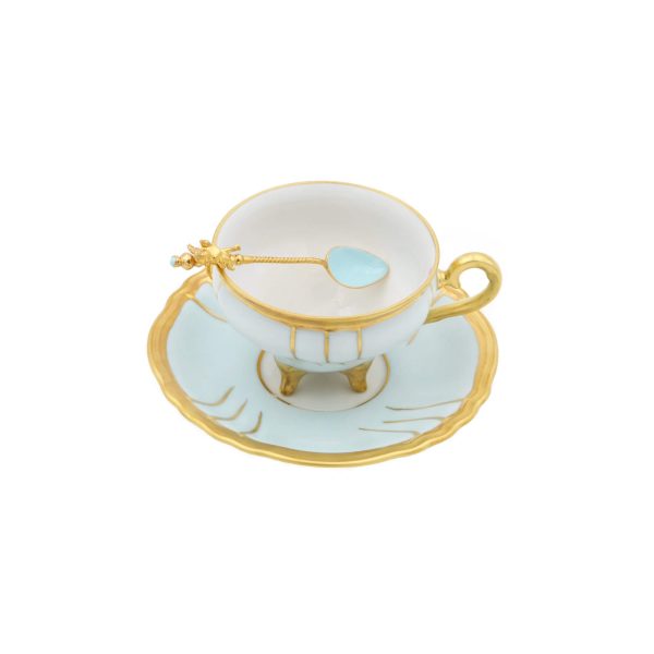 Tazza Caffè Chateaux Celeste con Cucchiaino Scultura