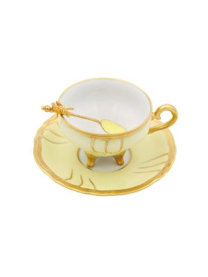 Tazza Caffè Chateaux Giallo con Cucchiaino Scultura