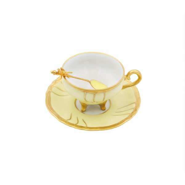 Tazza Caffè Chateaux Giallo con Cucchiaino Scultura
