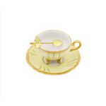 Yellow Chateaux Coffee Cup with Butterfly Spoon