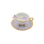 Purple Chateaux Coffee Cup with Butterfly Spoon
