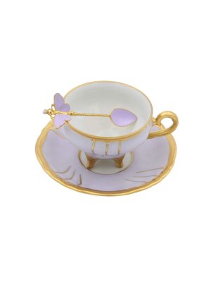 Tazza Caffè Chateaux Viola con Cucchiaino Farfalla