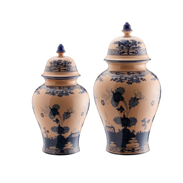 Vaso potiche con coperchio Cipria Oriente Italiano, 31 cm