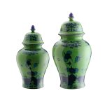 Vaso potiche con coperchio Malachite Oriente Italiano 31 cm
