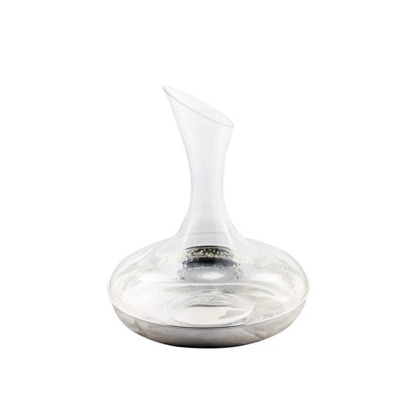 Silver Alloy and Crystal Decanter with Shaker