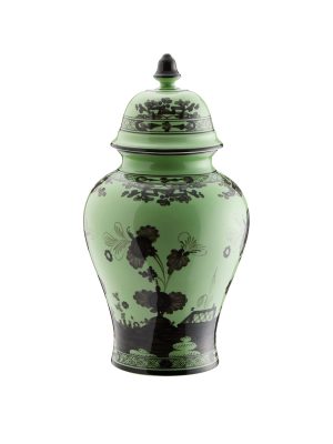 Vaso potiche con coperchio  Bario Oriente Italiano,cm 38