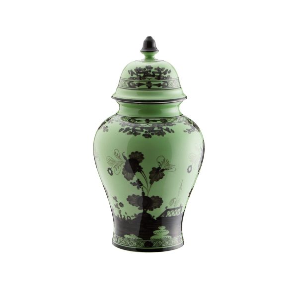 Vaso potiche con coperchio Bario Oriente Italiano,cm 38
