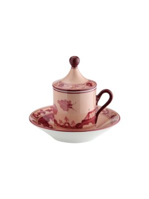 Tazza caffè con piatto e coperchio Vermiglio Oriente Italiano