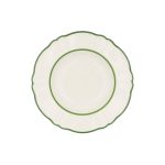 Ivory Porcelain Salad Bowl with Double Green Thread Decoration