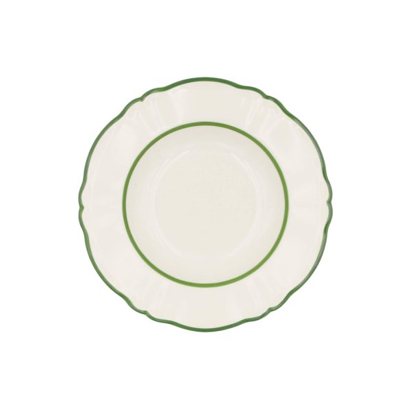 Ivory Porcelain Salad Bowl with Double Green Thread Decoration