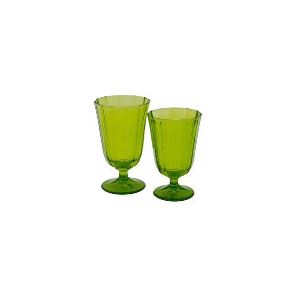 Half Wine Goblet in Green Crystal