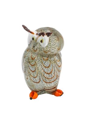 Scultura Gufo In Vetro Di Murano e Oro 24K