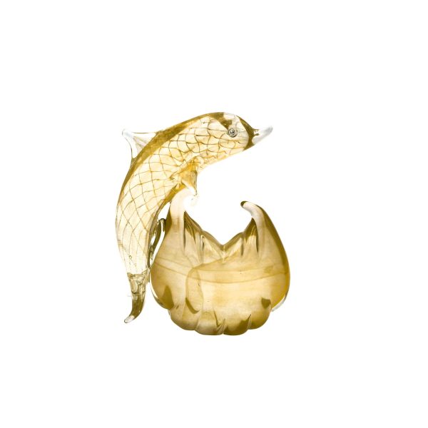 Murano Glass Dolphin Sculpture with 24K Gold
