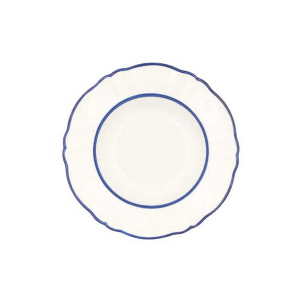 Ornate Deep Plate with double blue thread