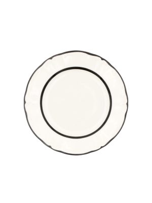 Ornate Dessert Plate with Double Thread Black