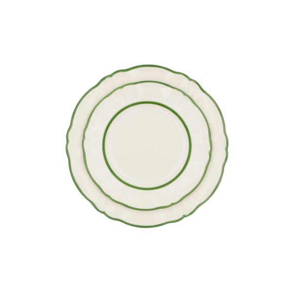 Piatto Piano Porcellana Ornato doppio filo Verde