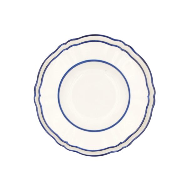 Ornate Deep Plate with double blue thread
