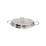 Oval Silver Alloy Baking Dish with Handles