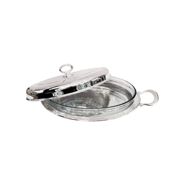 Oval Silver Alloy Baking Dish with Handles