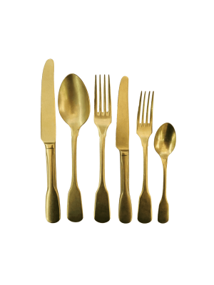 Mat Gold Cutlery Set 6 Pieces