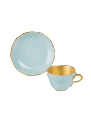 Tazza caffè  con piatto  Principessa celeste