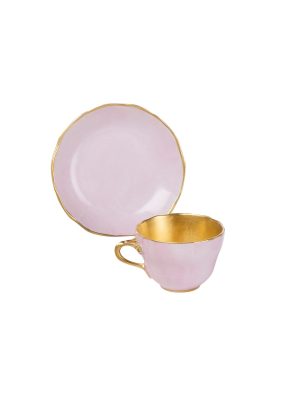 Tazza caffè  con piatto  Principessa rosa