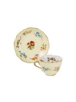 Tazza caffè  con piatto  Flora giallo