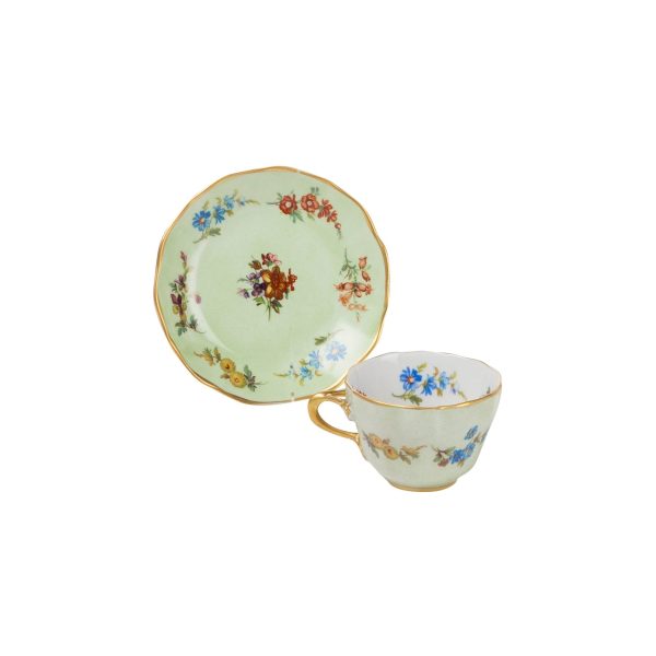 Tazza caffè con piatto Flora verde